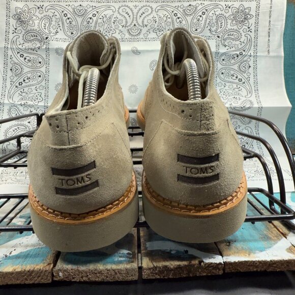 NEW Toms Shoes Brown Brogue Oxford Wingtips Desert Beige Suede Lace Up Mens 12 main image 6